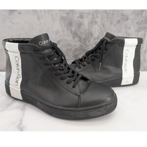 Nilo Calvin Klein Black and white leather sneakers high tops Y2K